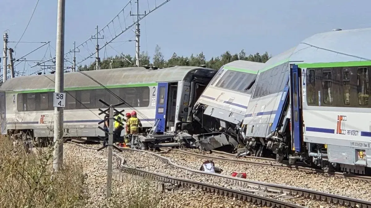 In Poland, a train collided with a concrete mixer and derailed