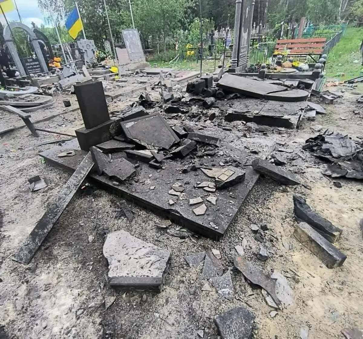 Russian drones struck a cemetery in the Chernihiv region