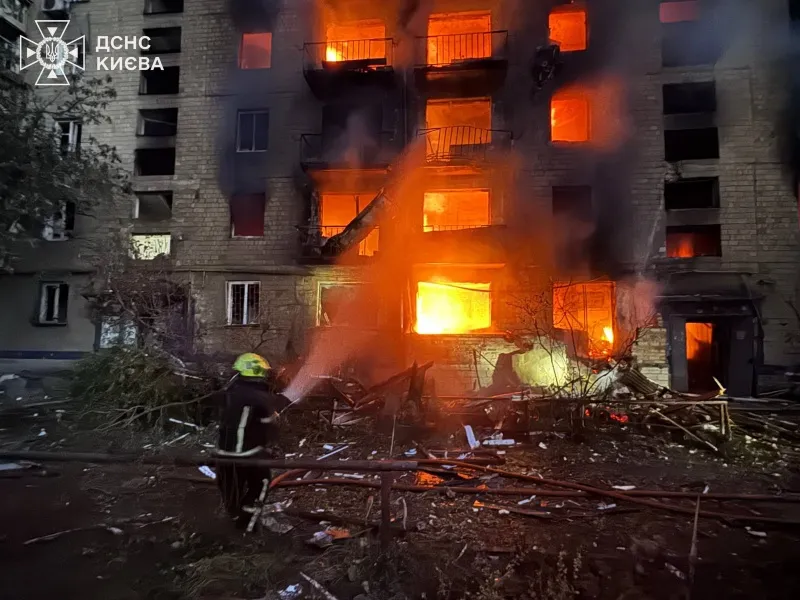 A Russian strike damaged an emergency medical services substation in Kyiv