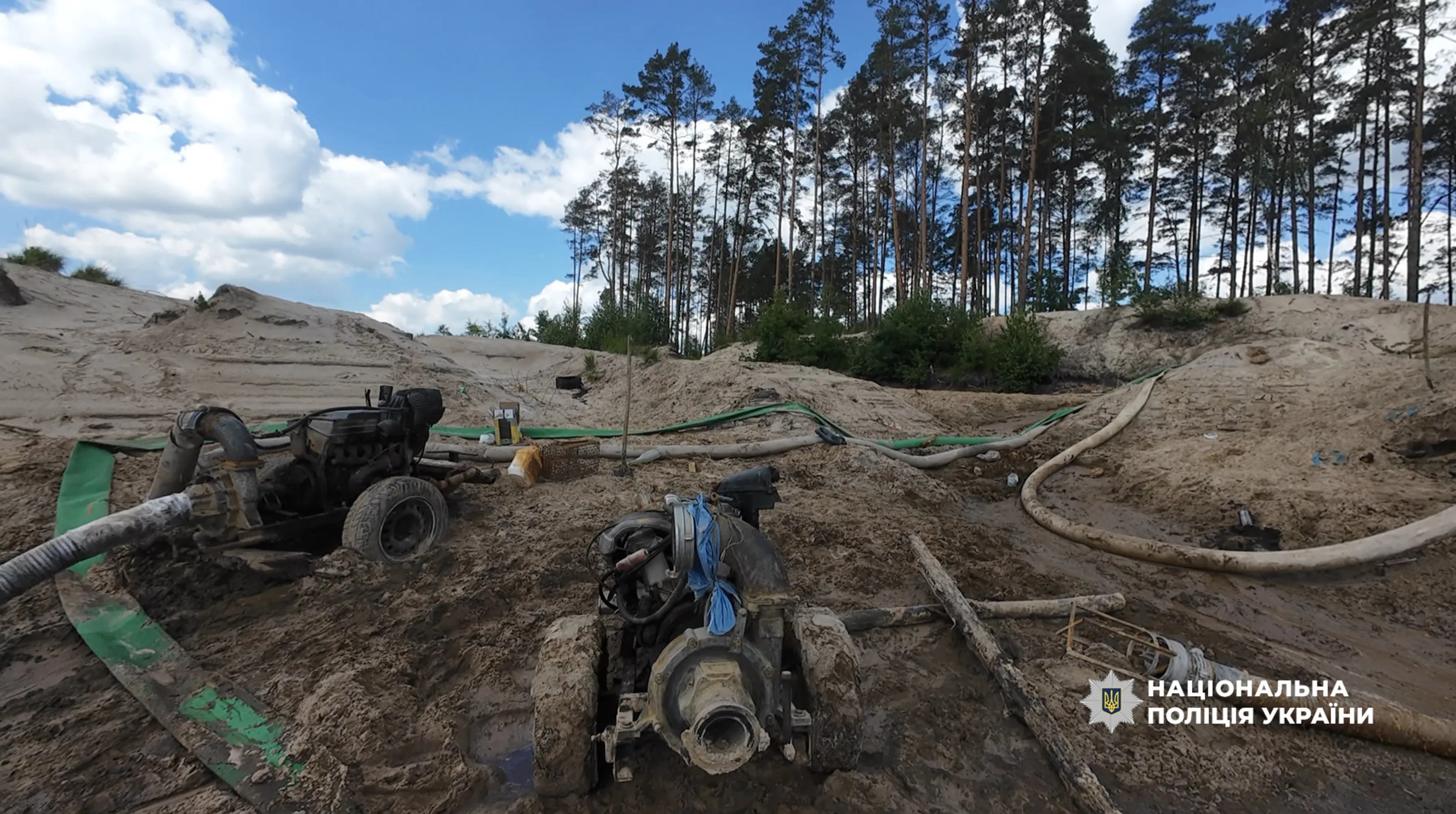 Law enforcement officials have uncovered a large-scale illegal amber mining operation in the Rivne region