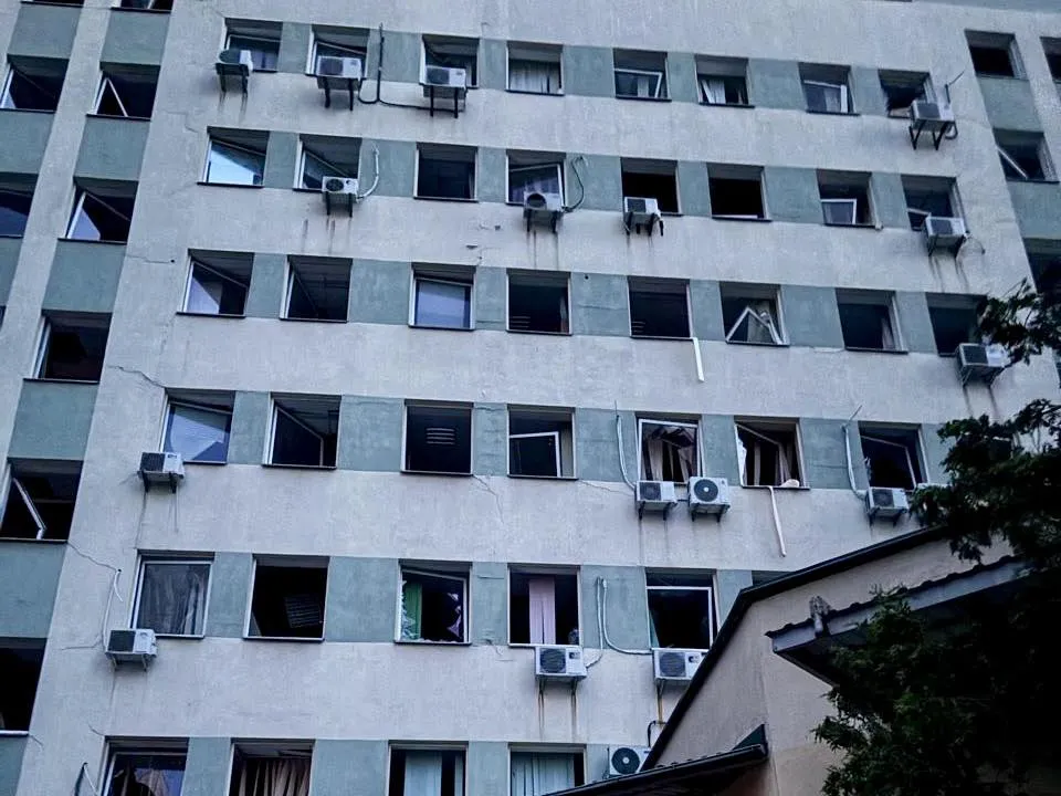 Russian attack damaged a tax office building in Kyiv