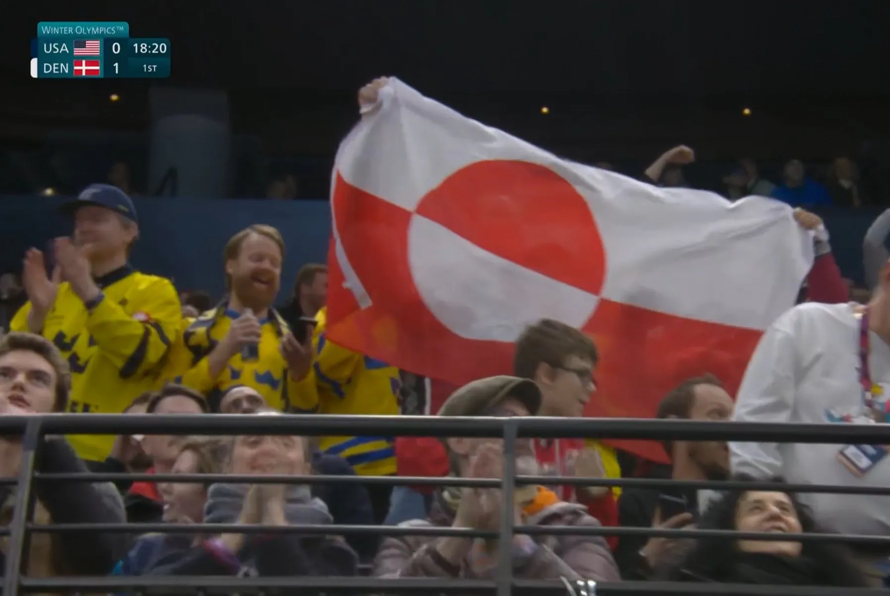 Під час матчу США - Данія на трибунах уболівальники дістали прапор Гренландії