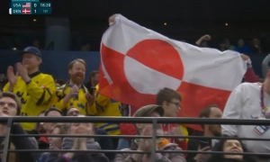 Під час матчу США - Данія на трибунах уболівальники дістали прапор Гренландії
