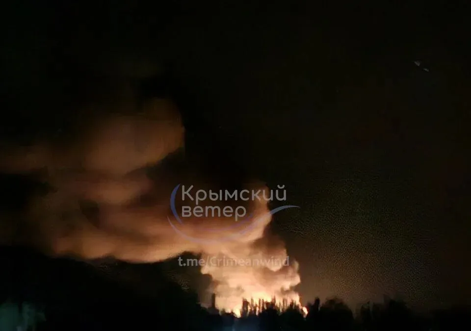 A Russian FSB building is on fire in Crimea following a nighttime drone attack