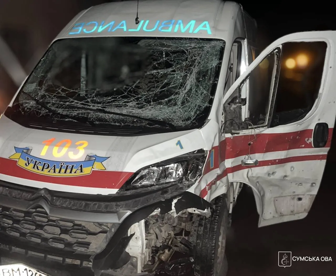 Российский беспилотник атаковал машину скорой помощи в Сумской области