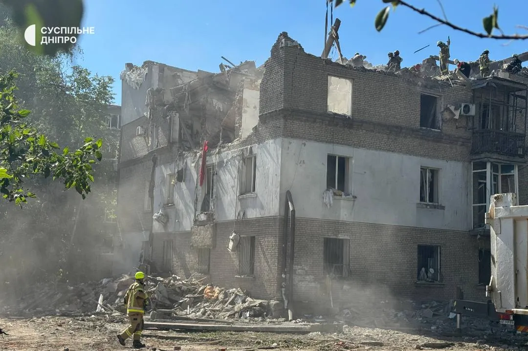 Rescuers recovered the body of a young boy from the rubble of a four-story building in Dnipro