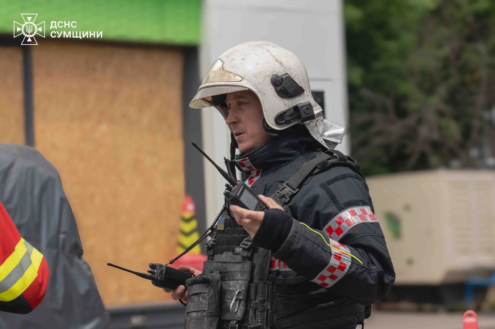 The occupiers struck a gas station in Sumy; people were injured