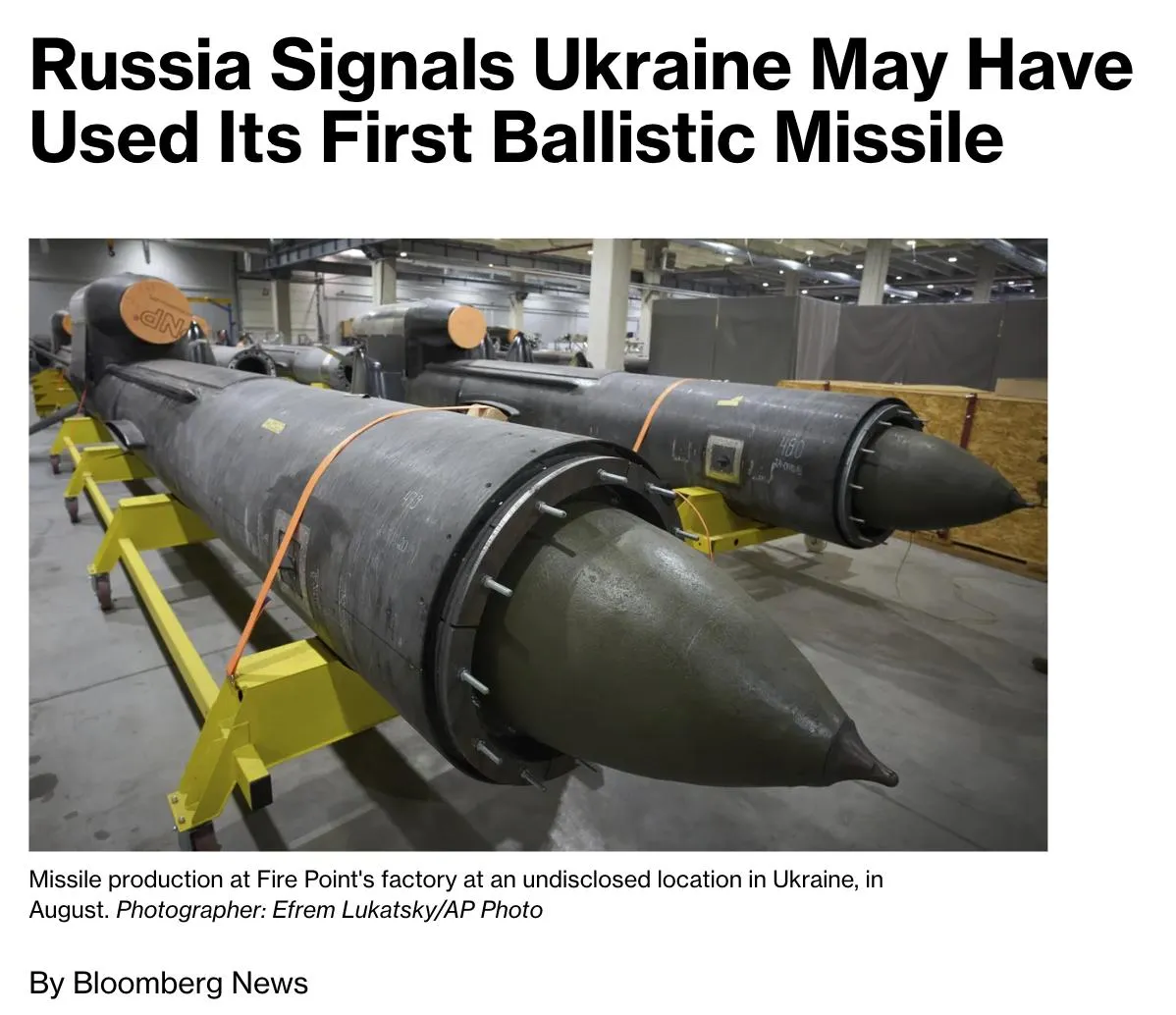 Ukraine may have used its own ballistic missile for the first time — Bloomberg