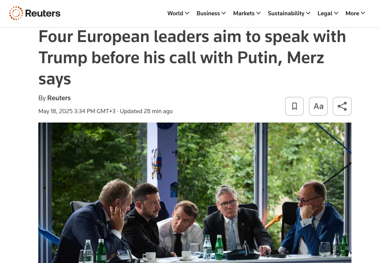 Європейські лідери готують спільний дзвінок президенту США перед його розмовою з путіним — Reuters