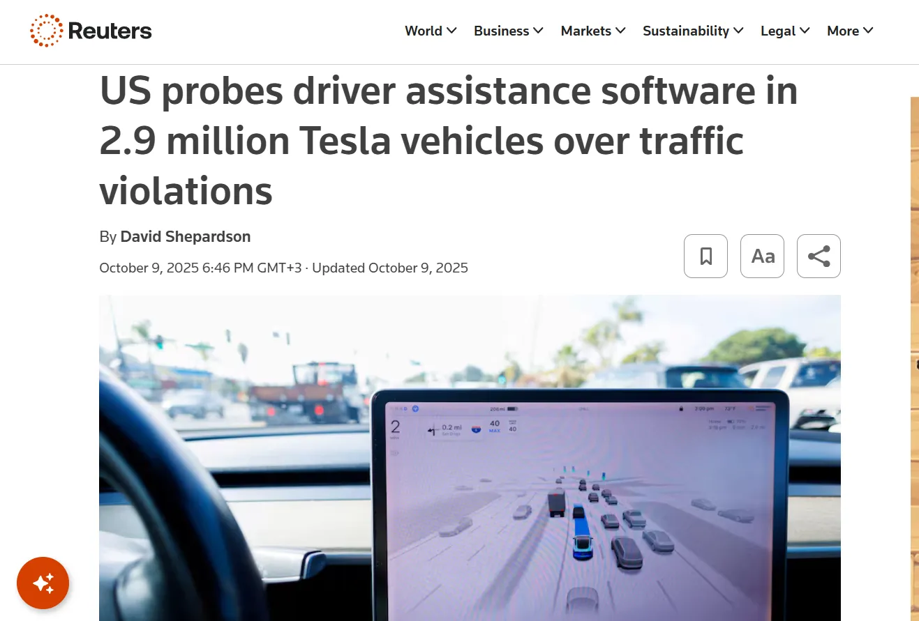 Американське агентство вивчає автопілот Tesla через небезпечну їзду — Reuters Американське агентство вивчає автопілот Tesla через небезпечну їзду — Reuters
