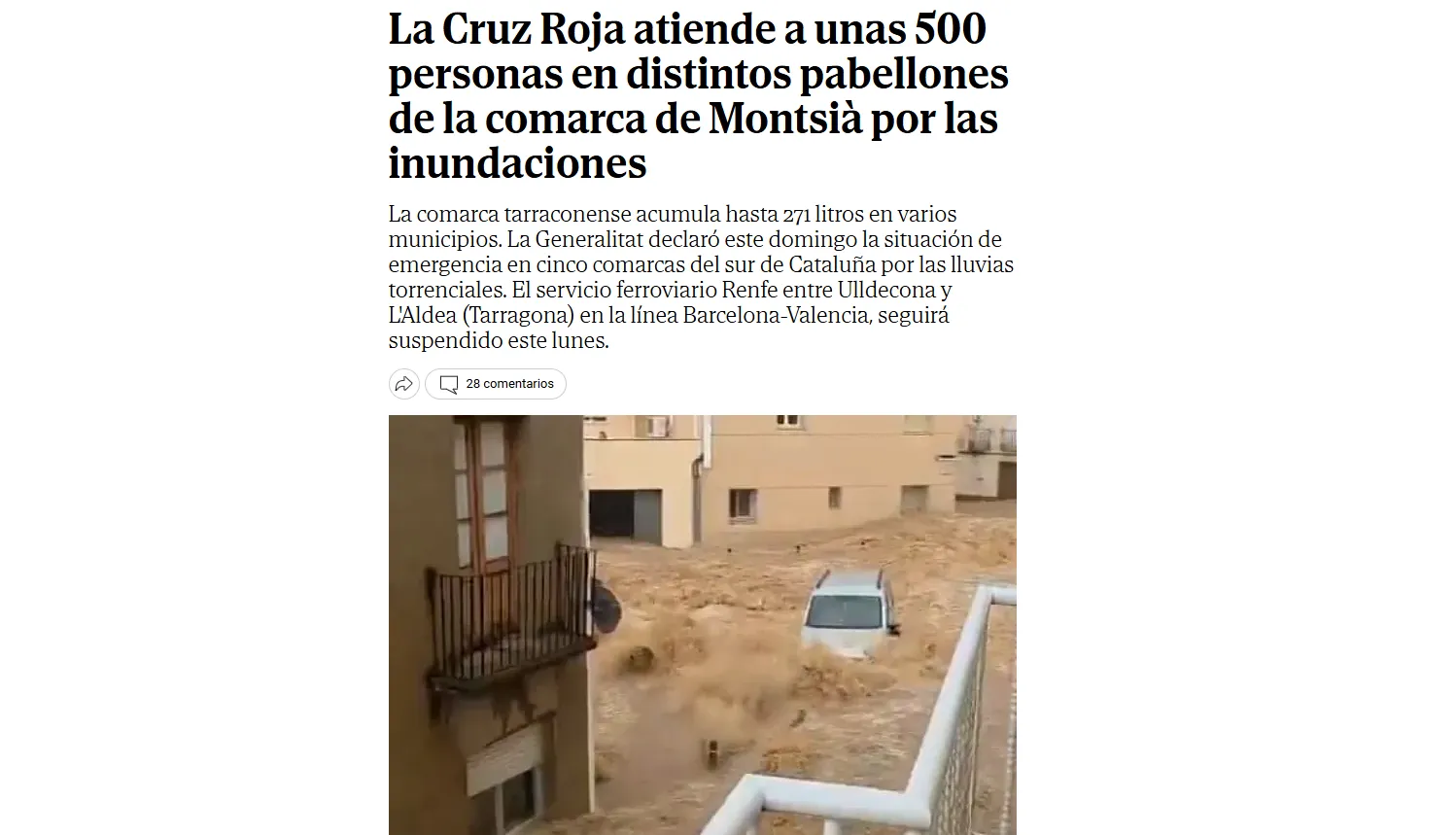 Burza «Alice» uderzyła w Katalonię i Walencję, powodując ogromne zniszczenia — El Mundo