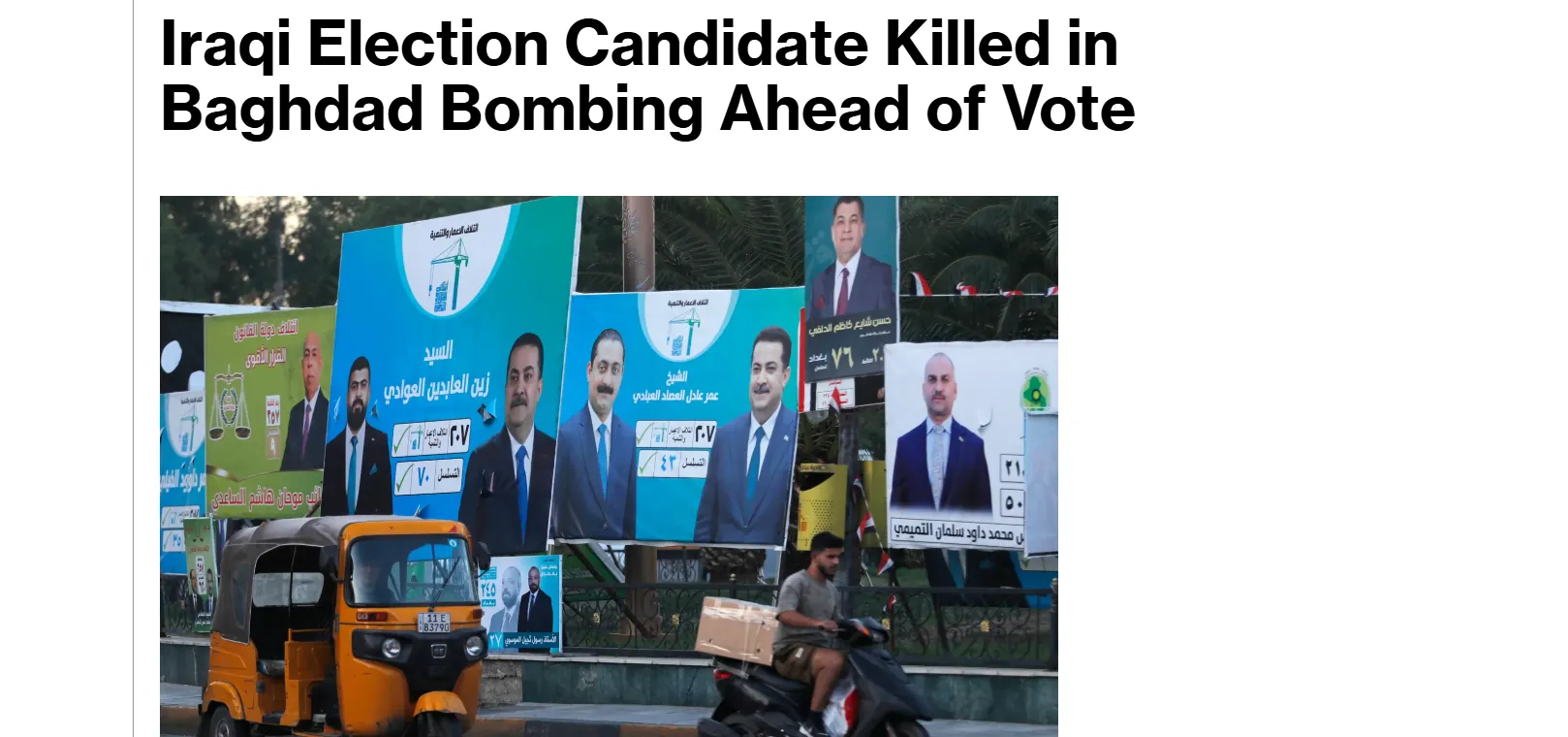 W Iraku zdetonowano ładunek wybuchowy, zabijając kandydata na wybory do parlamentu irackiego — Bloomberg