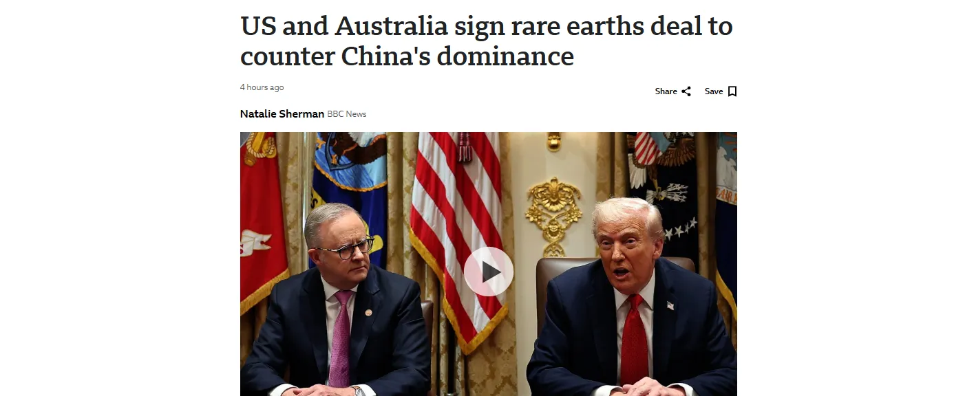 USA i Australia zawarły umowę dotyczącą rzadkich minerałów ziemskich — BBC