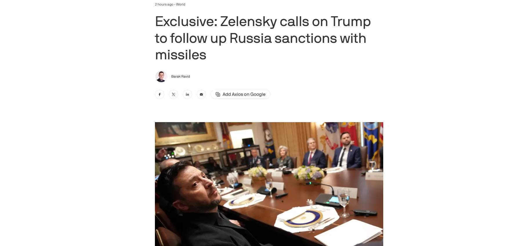 Зеленський пояснив, як змусити путіна до переговорів — Axios Зеленський пояснив, як змусити путіна до переговорів — Axios