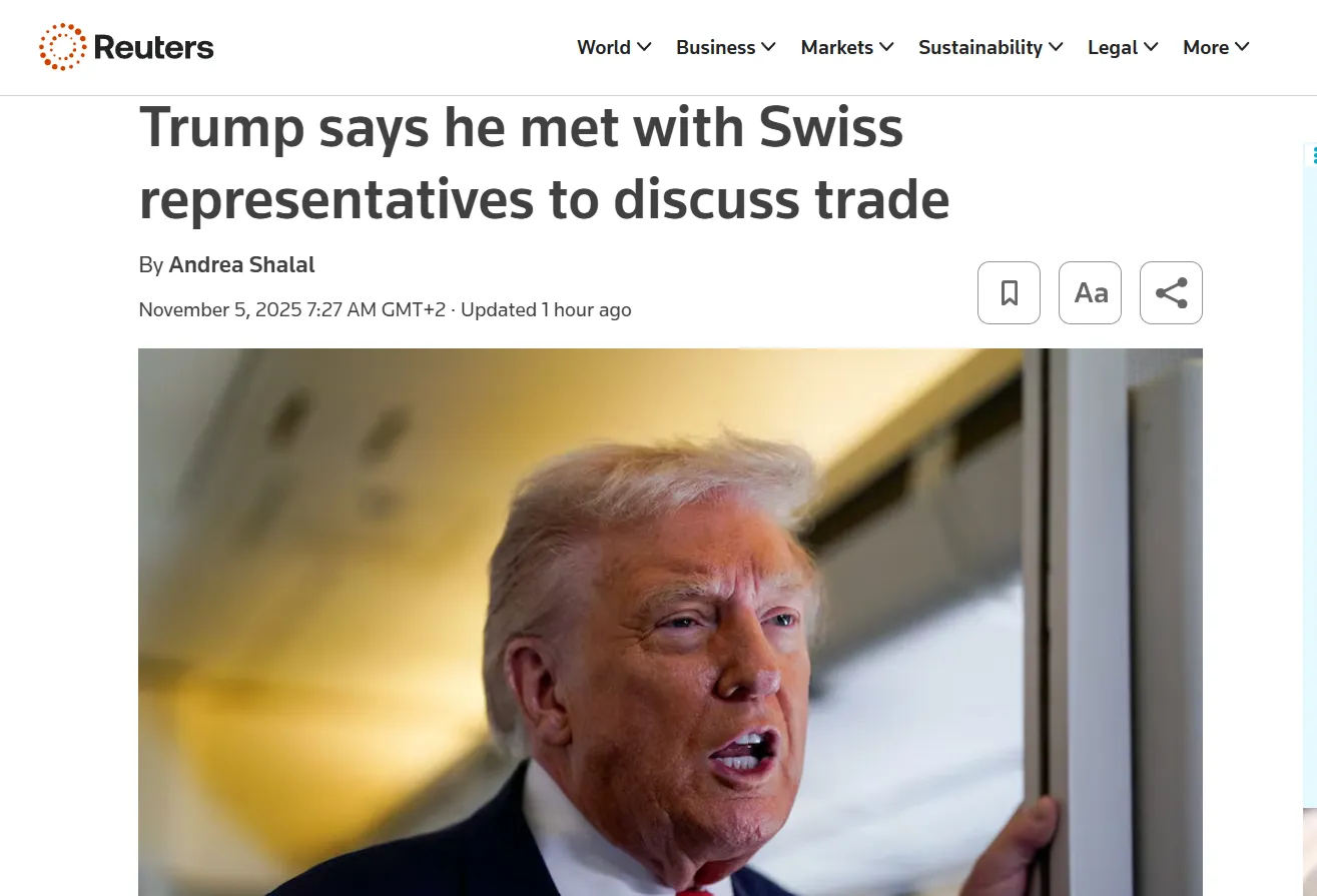 Трамп обговорив торговельні питання із швейцарськими бізнес-лідерами — Reuters