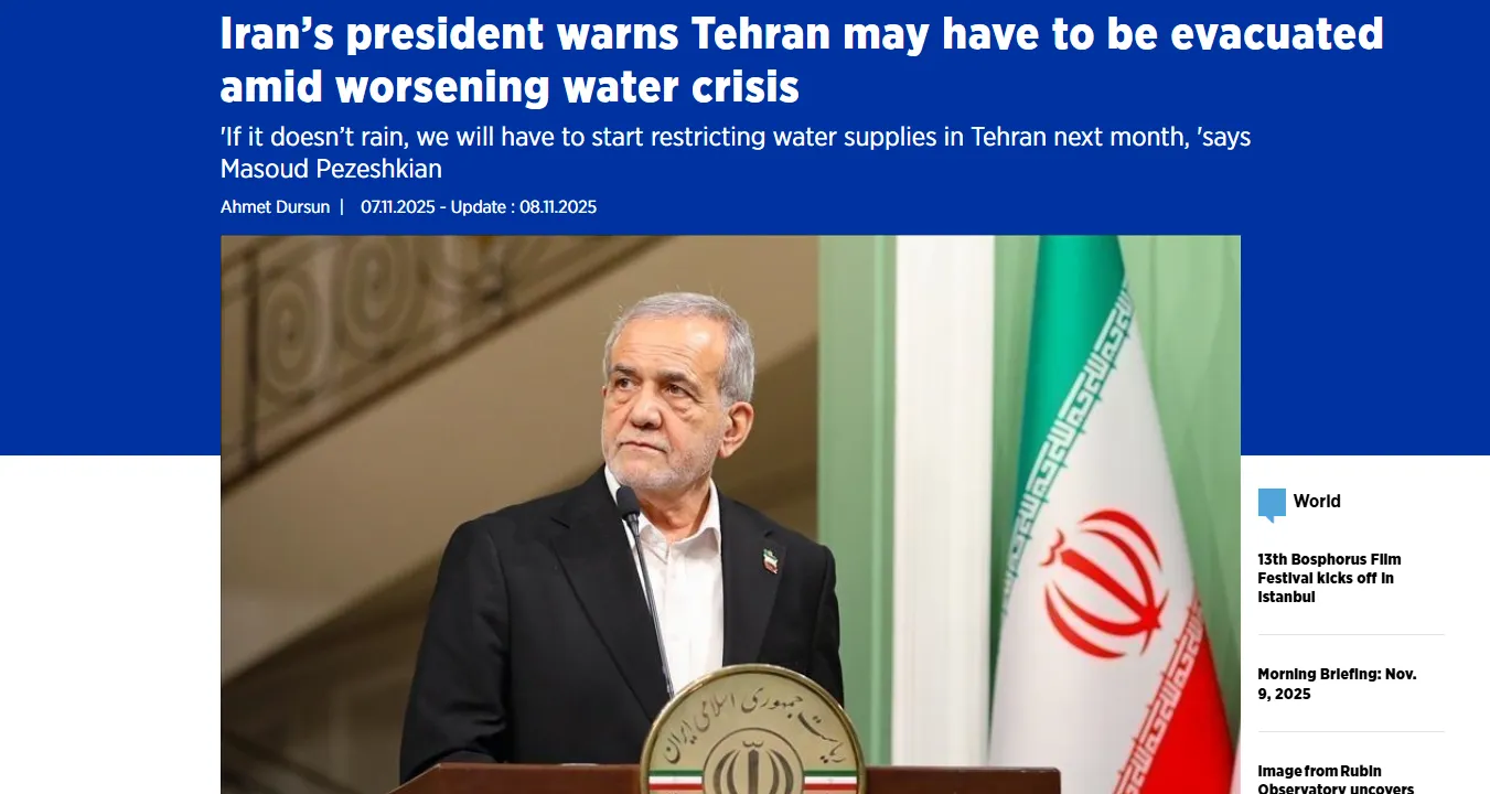 Тегарану загрожує евакуація через гостру нестачу життєвих ресурсів — Anadolu Ajansı