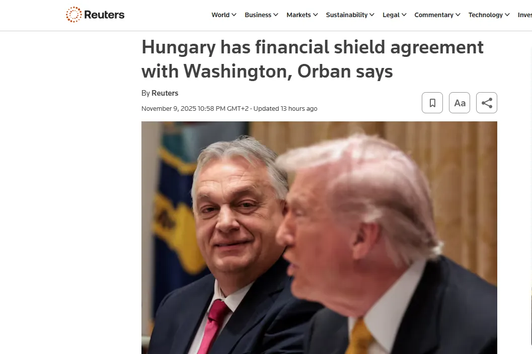 Угорщина домовилась зі США про «фінансовий щит» для економіки — Reuters