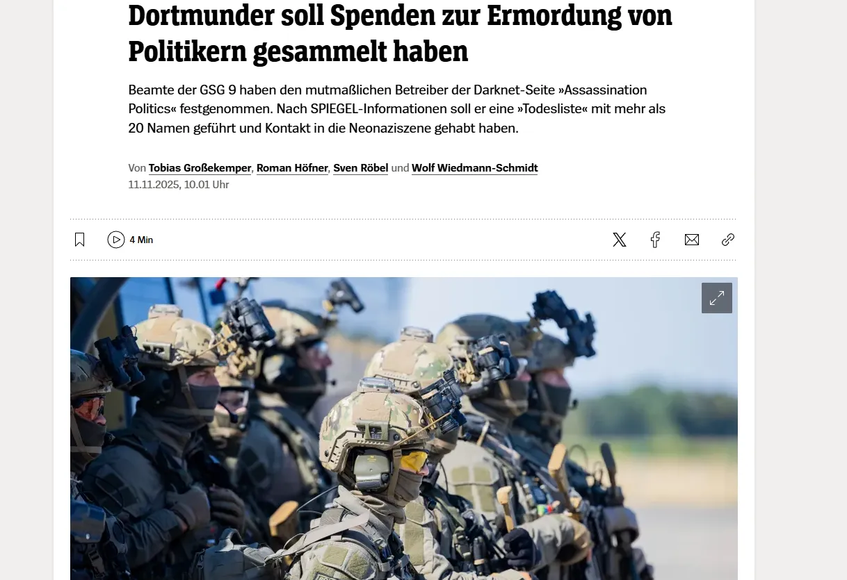 W Niemczech zatrzymano mężczyznę, który zbierał datki na zabicie polityków — Spiegel