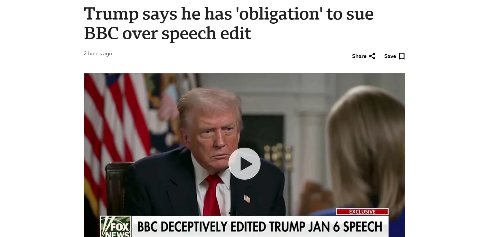 Трамп погрожує позовом до BBC через монтаж промови — BBC