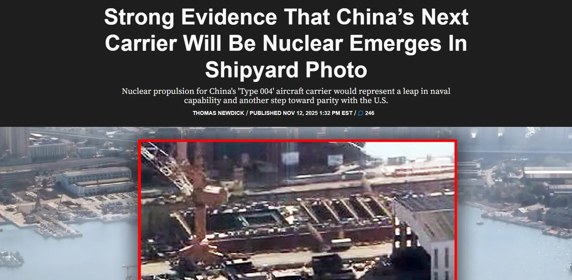 Chiny budują pierwszy lotniskowiec jądrowy typu 004 — twz