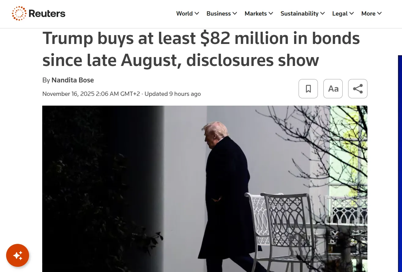 Трамп за півтора місяця вклав щонайменше $82 млн в облігації — Reuters