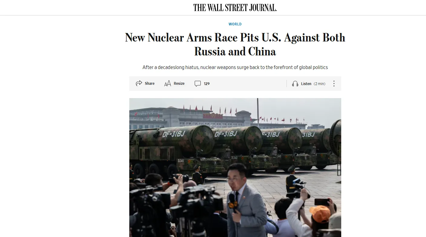 Пекін досягне ядерного паритету зі США до 2030-х років — WSJ