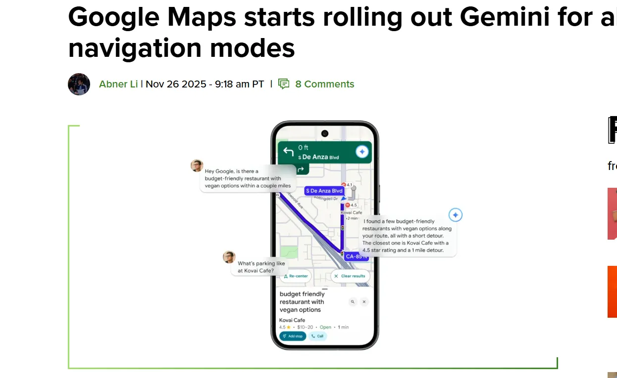 Google Maps отримав штучний інтелект Gemini замість старого асистента — 9to5Google