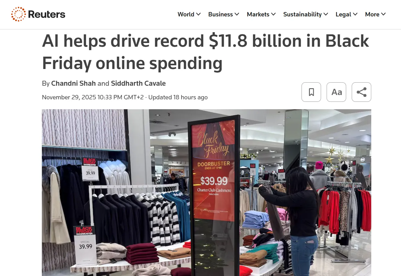 Онлайн-продажі в США побили всі рекорди завдяки штучному інтелекту — Reuters