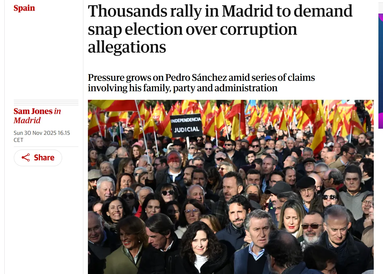 У Мадриді пройшла масштабна акція проти уряду Санчеса — The Guardian