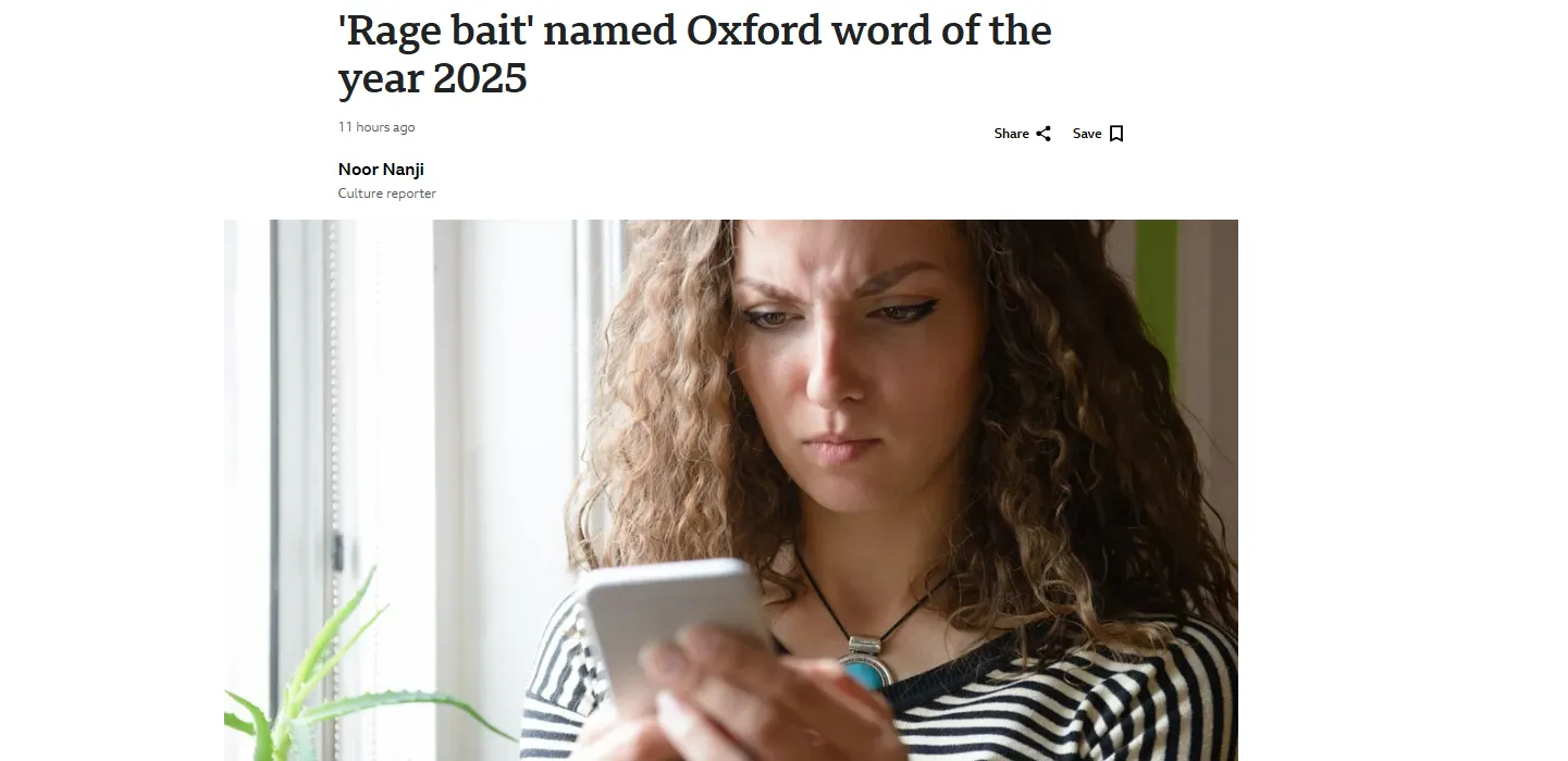 Оксфордський словник визначив слово 2025 року — «Rage bait»