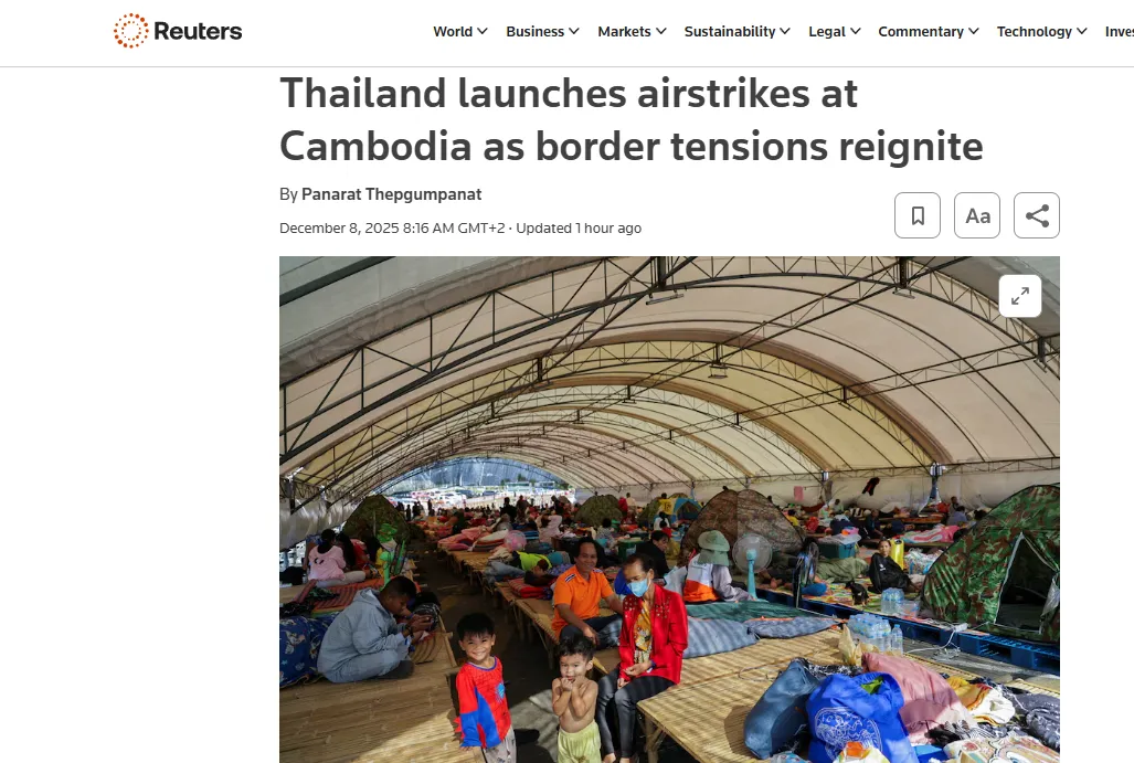 Таїланд завдав авіаударів по Камбоджі — Reuters