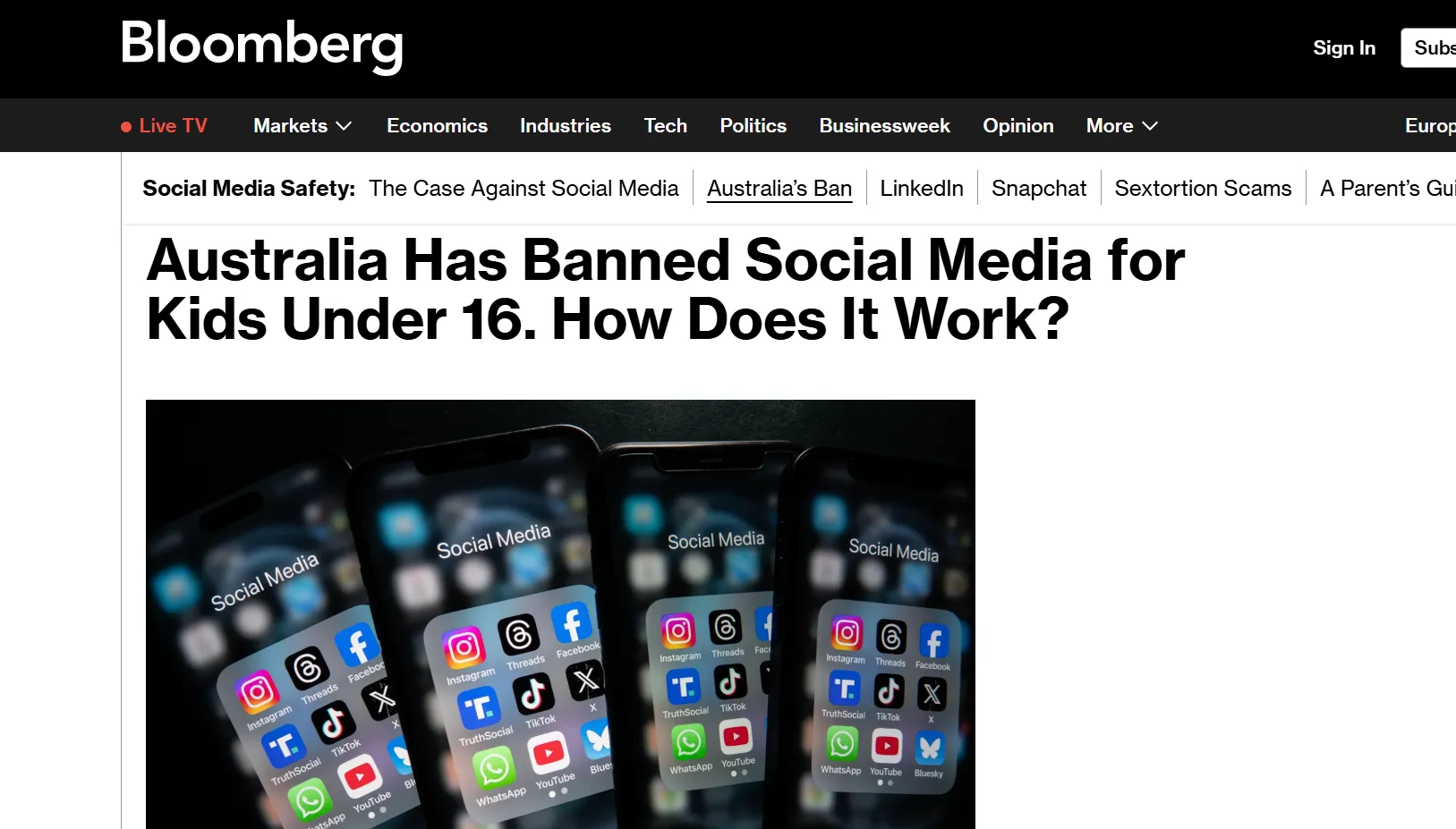 В Австралії забороняють соцмережі для дітей до 16 років — Bloomberg