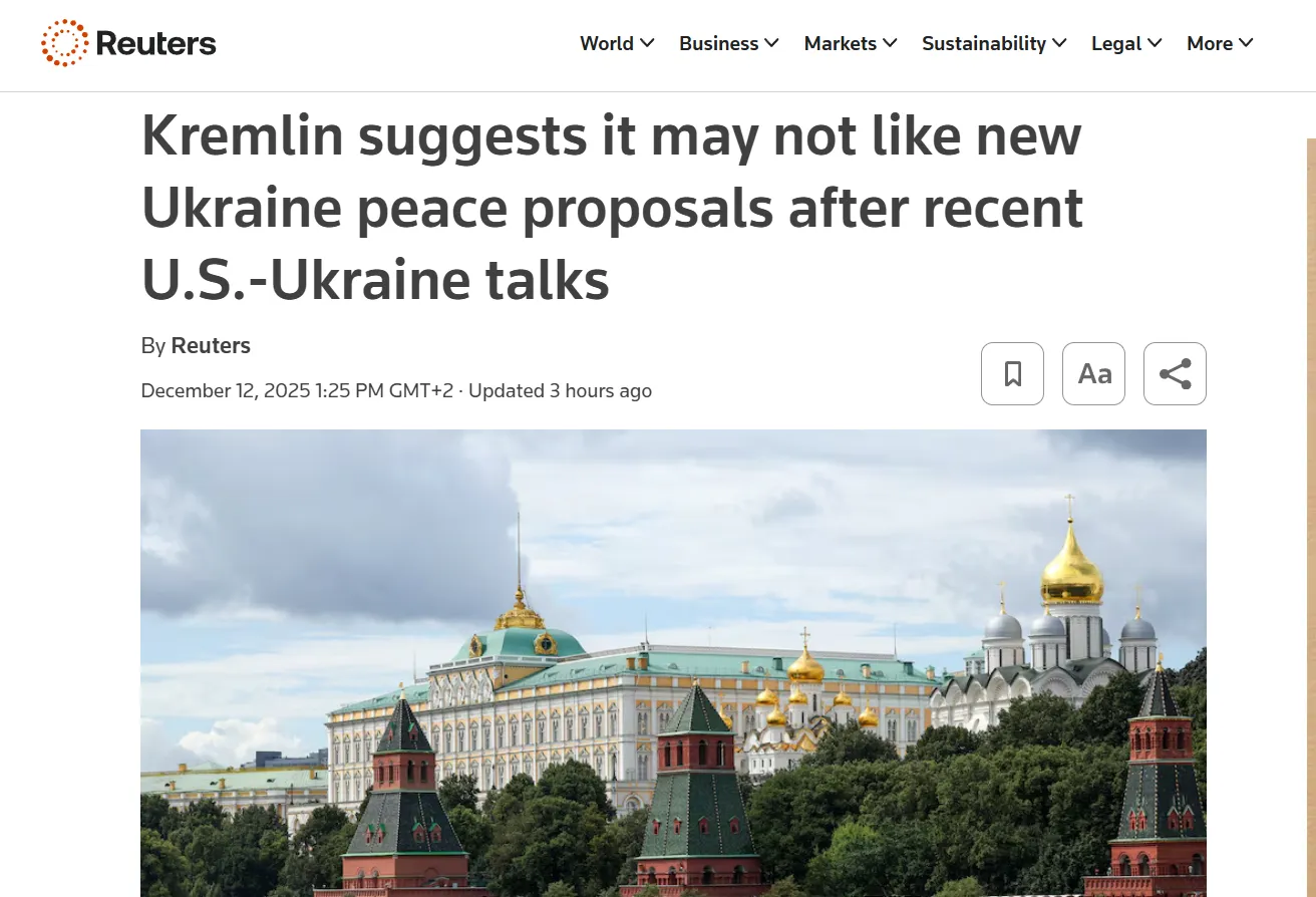 У Кремлі невдоволені оновленим планом США щодо завершення війни — Reuters