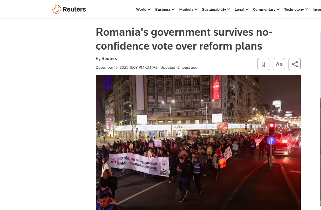 Уряд Румунії знову встояв перед вотумом недовіри — Reuters