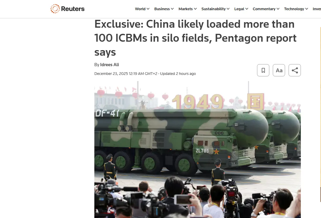 Китай різко посилив ядерний арсенал — Reuters