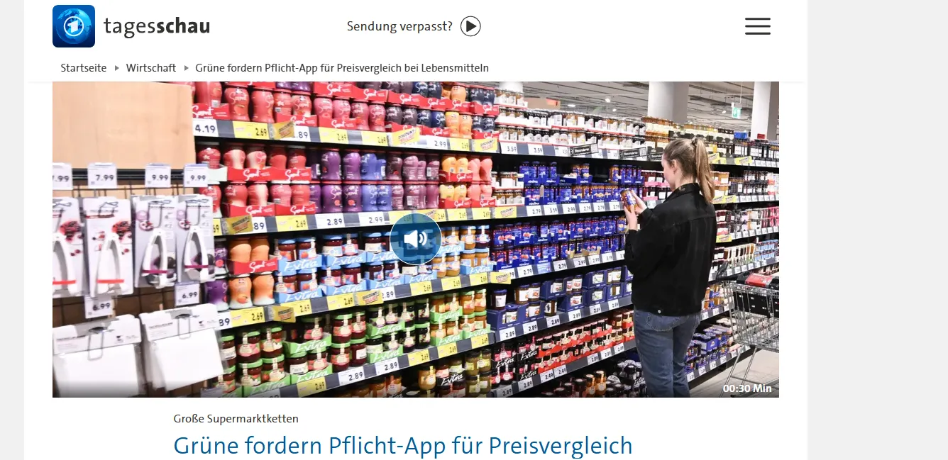 Німецькі «Зелені» пропонують обов'язковий застосунок для порівняння цін у супермаркетах — Tagesschau