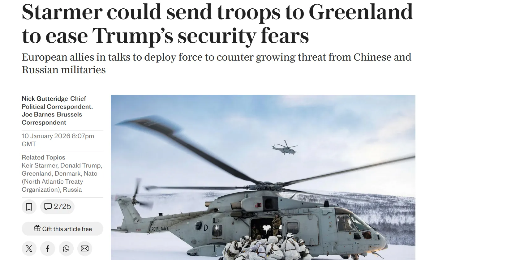 Британія планує відправити війська до Гренландії через амбіції президента Трампа — The Telegraph