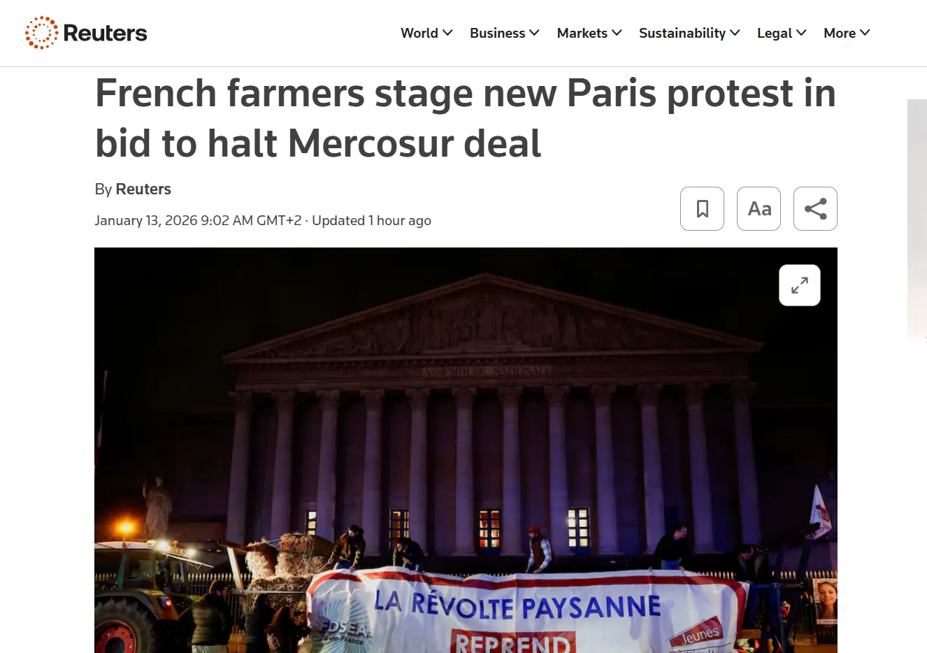 Французькі фермери знову протестують у Парижі — Reuters