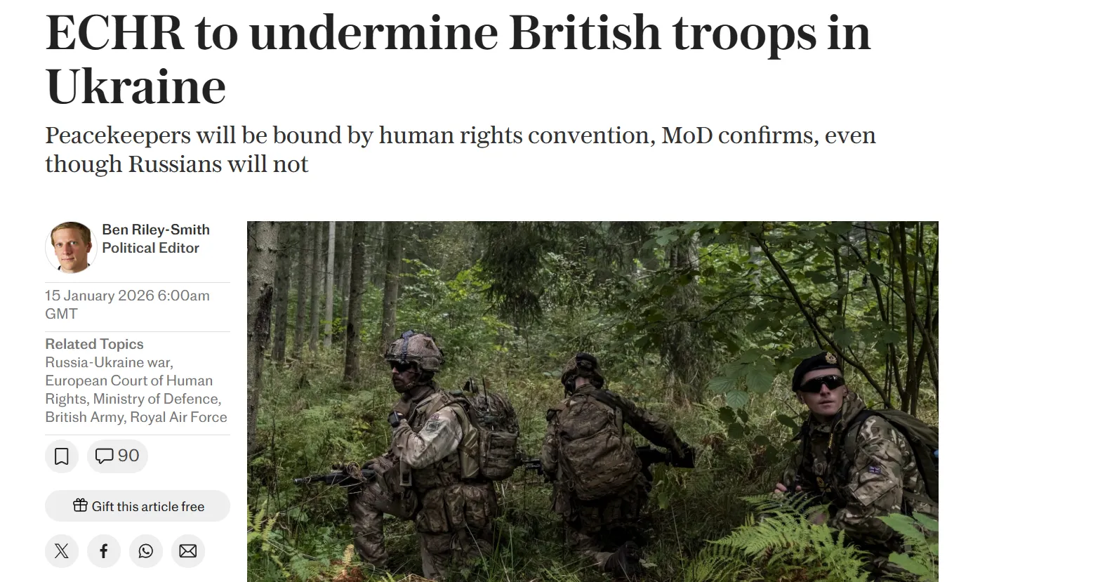 Європейська конвенція зв’яже руки британським миротворцям в Україні — The Telegraph