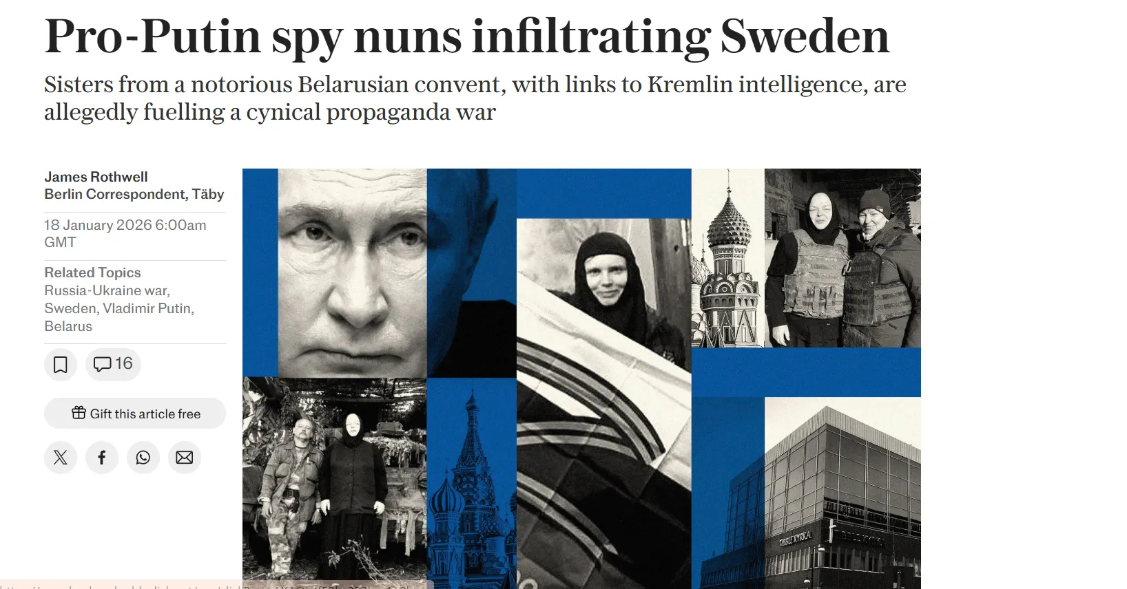 «Z-черниці» з Білорусі проникли до шведських церков — The Telegraph