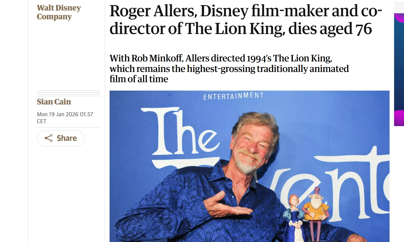Помер режисер «Короля Лева» Роджер Аллерс — The Guardian