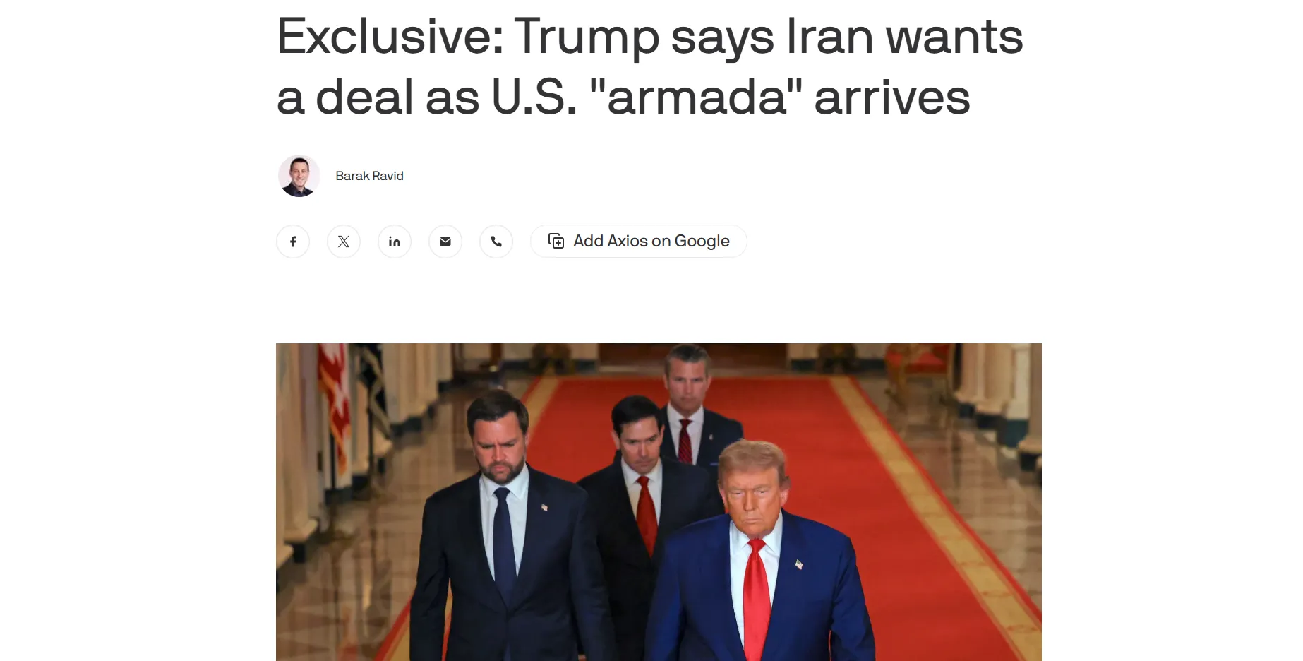 Трамп відправив до Ірану потужну армаду США — Axios