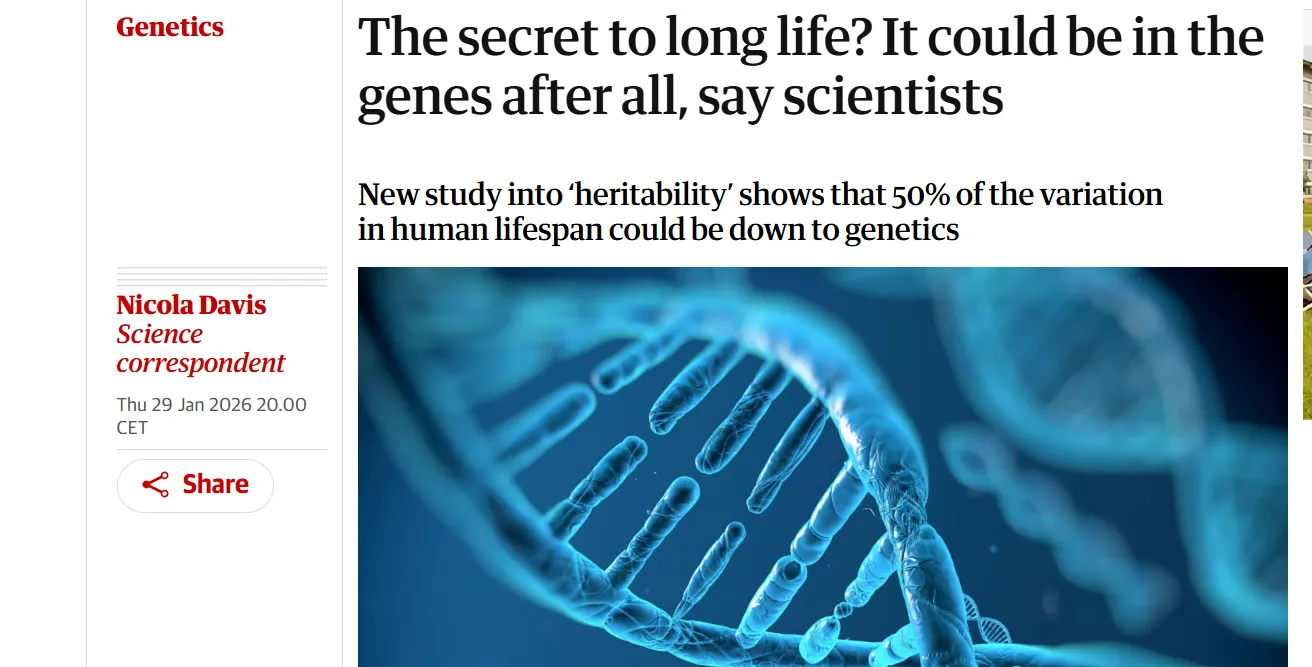 Генетика пояснює до половини відмінностей у тривалості життя — The Guardian