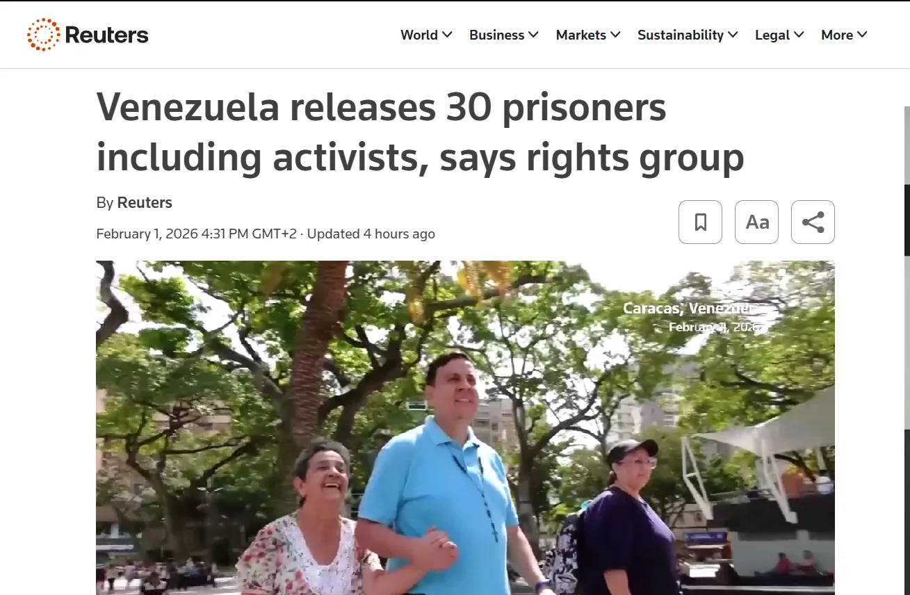 У Венесуелі відпустили щонайменше 30 політв’язнів — Reuters