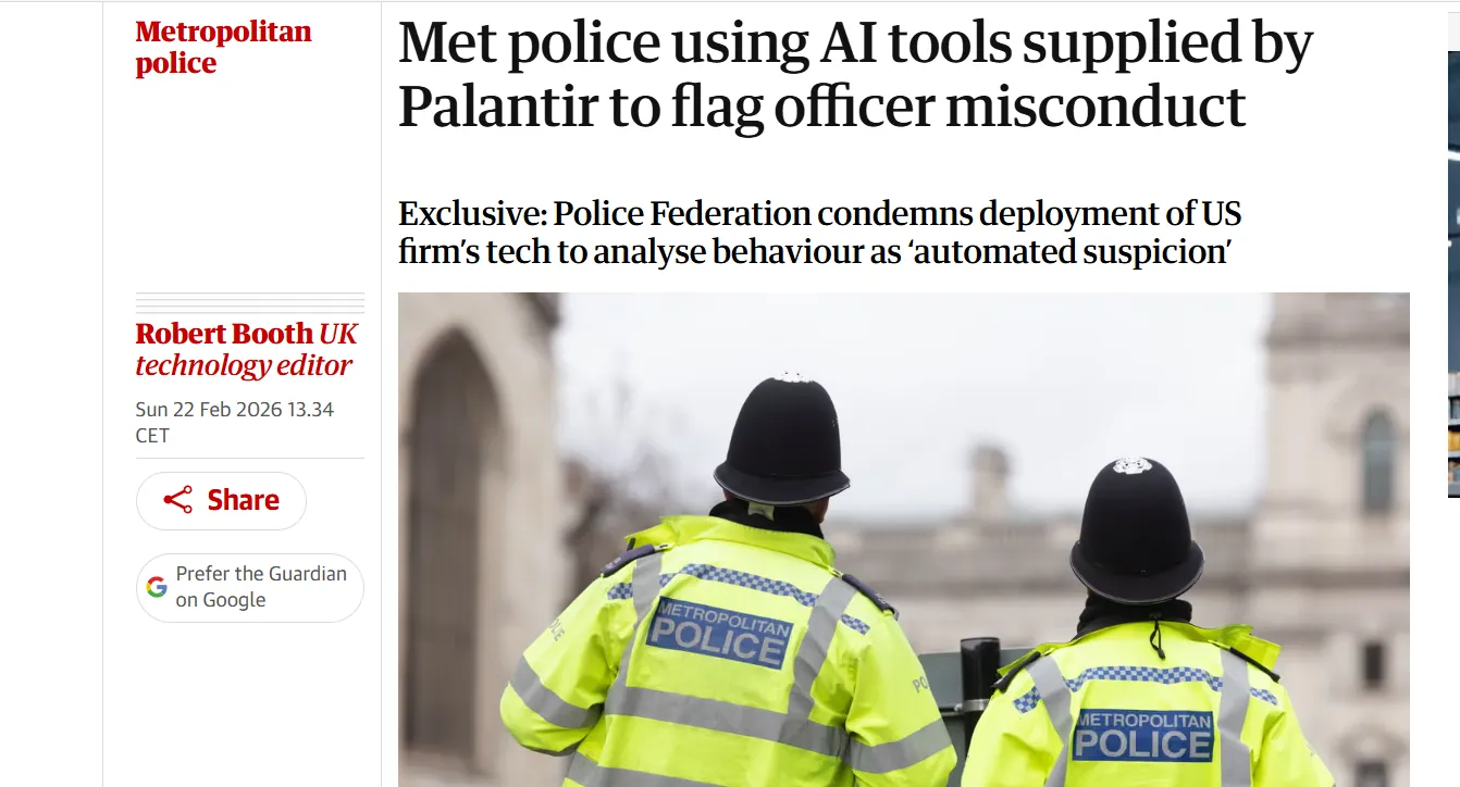 Скотленд-Ярд впроваджує ШІ від Palantir для стеження за власними офіцерами — The Guardian