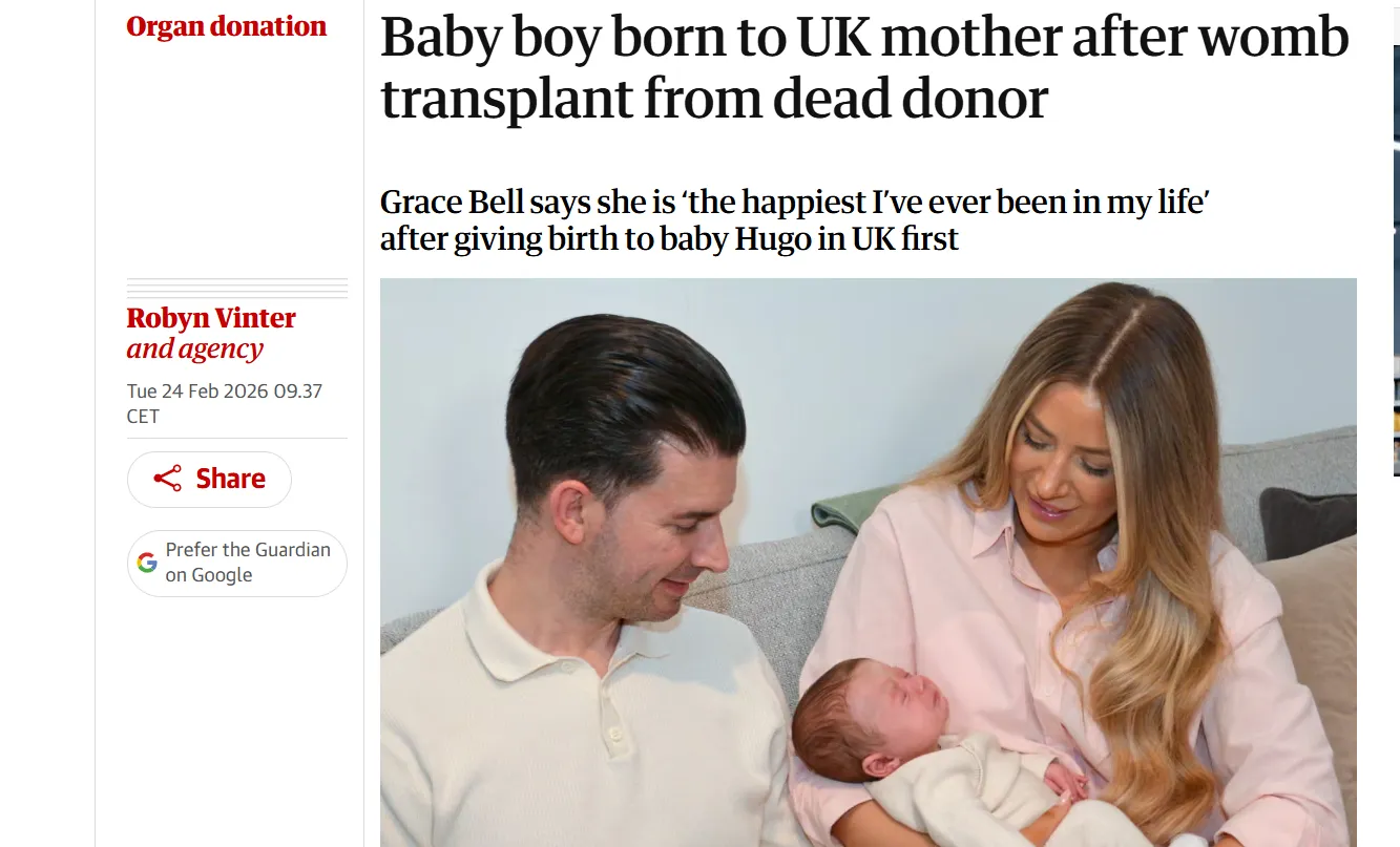 У британки народився хлопчик після пересадки матки від померлого донора — The Guardian