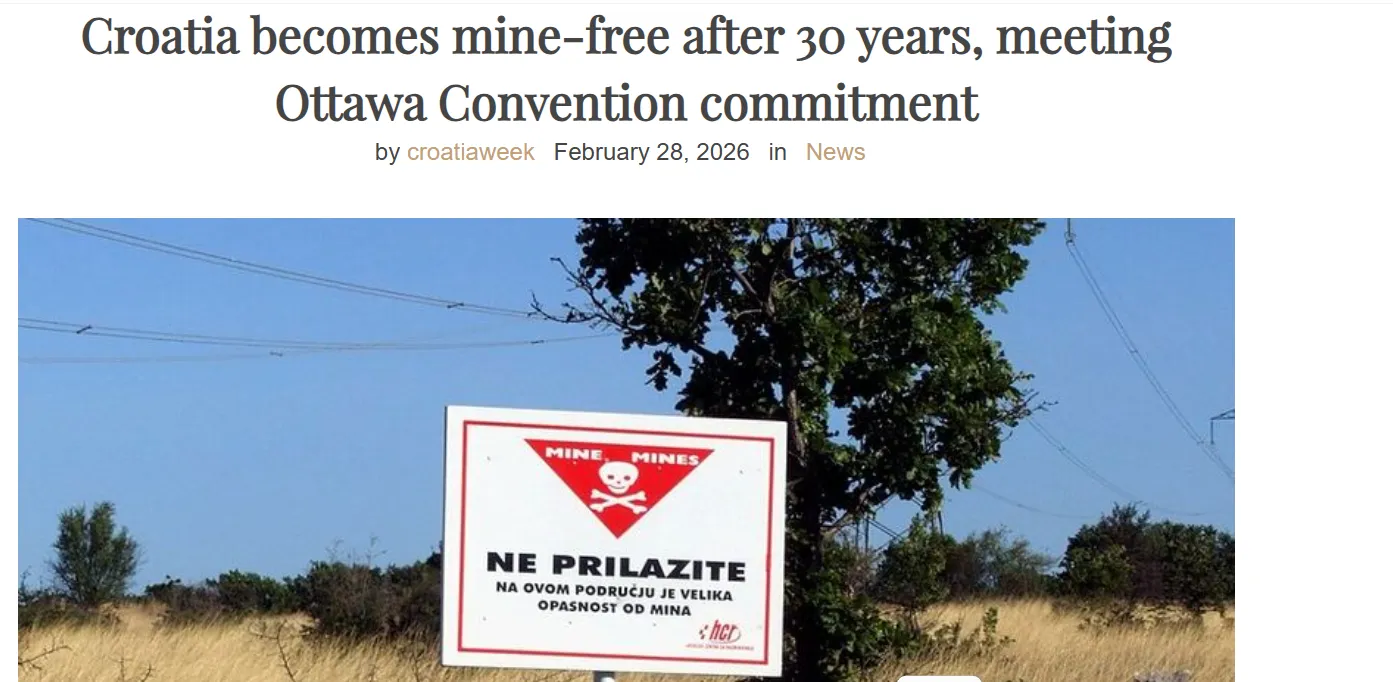 Хорватія повністю завершила розмінування території після югославської війни — Croatia Week