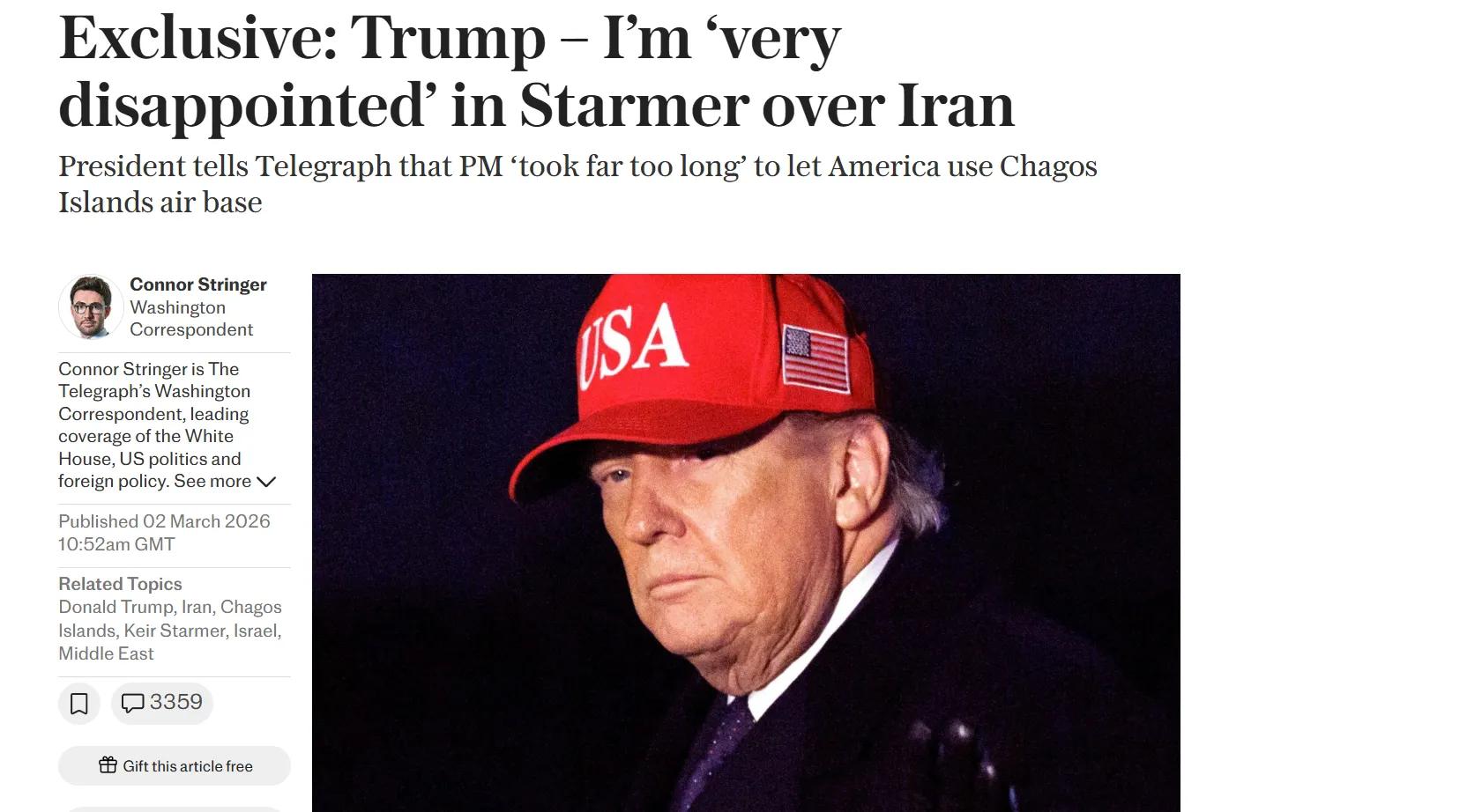 Трамп звинувачує Стармера у блокуванні військової операції — The Telegraph