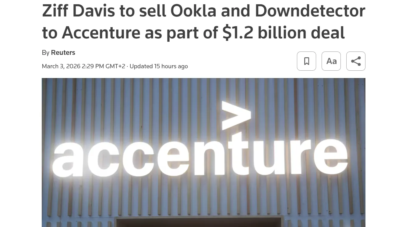 Accenture купує сервіси Speedtest та Downdetector за $1,2 млрд — Reuters