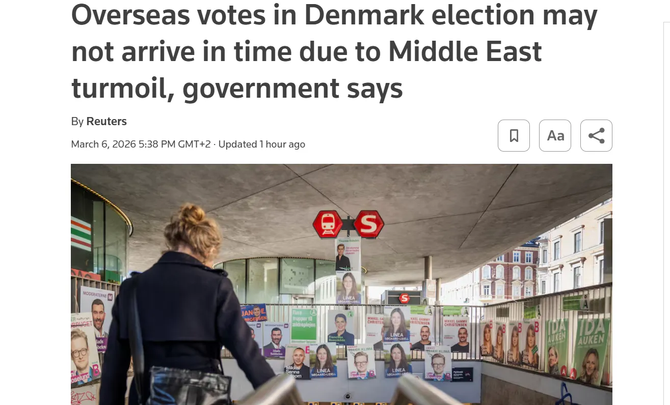 Війна на Близькому Сході може зірвати підрахунок голосів на виборах у Данії — Reuters